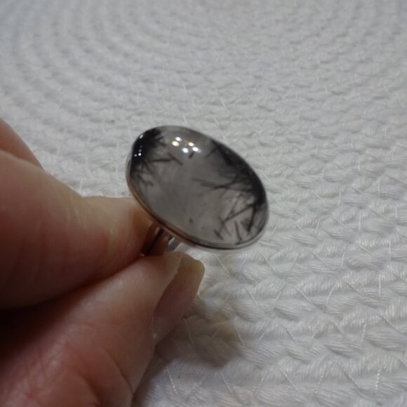 Natural TOURMALINE QUARTZ Handmade Sterling 925 Ring Size 12.5 #786C - Picture 2 of 3